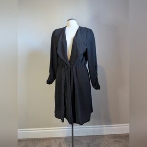 Society Black Waterfall Open Large Lightweight Jacket Drawstring Witchy Spring